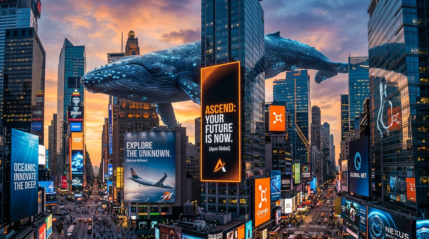 Large format printing billboard cityscape